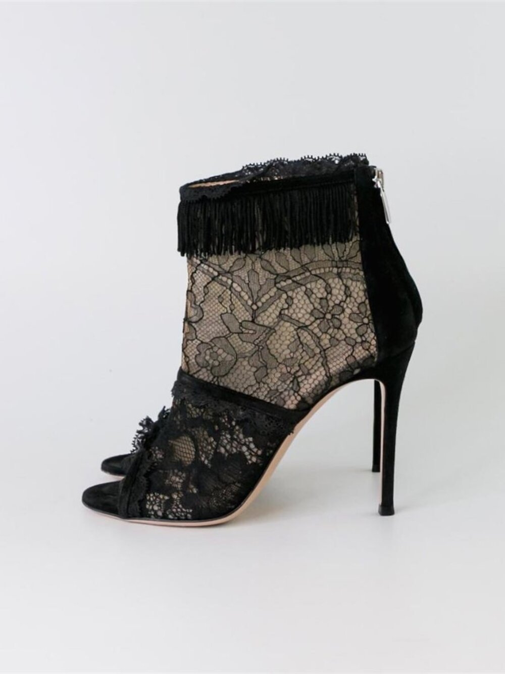 Gianvito Rossi Lace Open-Toe Heel Booties | Size 37/7 | Retail $1,237